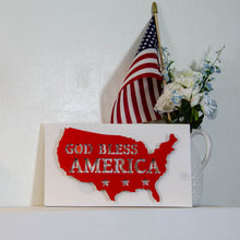 Load image into Gallery viewer, God Bless America Raised Metal Art